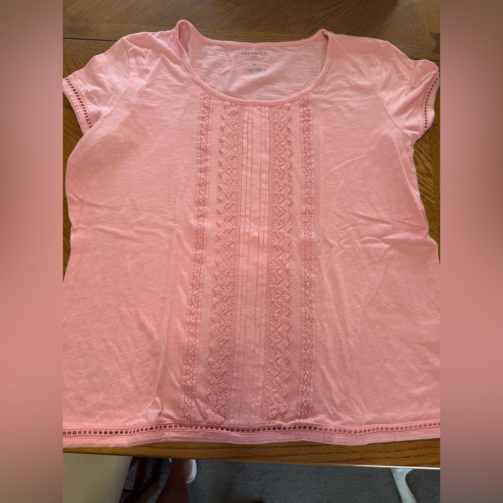 Preswick & Moore Soft Pink Lace Accent Blouse